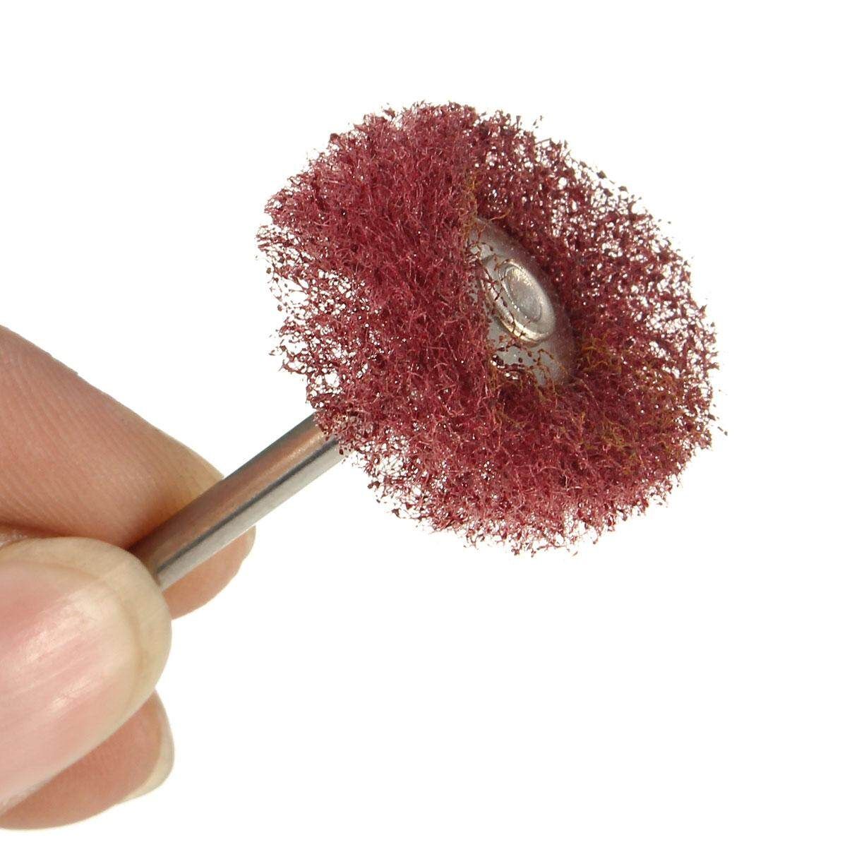 10Pcs Scouring Red Pad Wheels Buffing Polishing W Shank For Grinder Rotary Tool