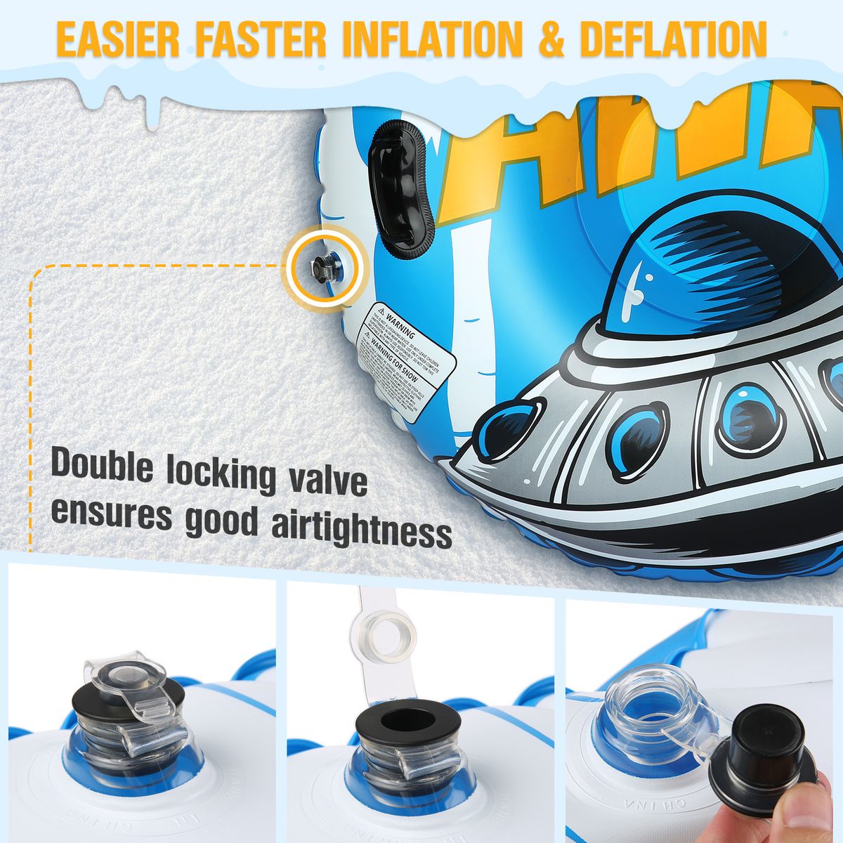 47 Inch Inflatable PVC Snow Tube Snow Sled For Kids And