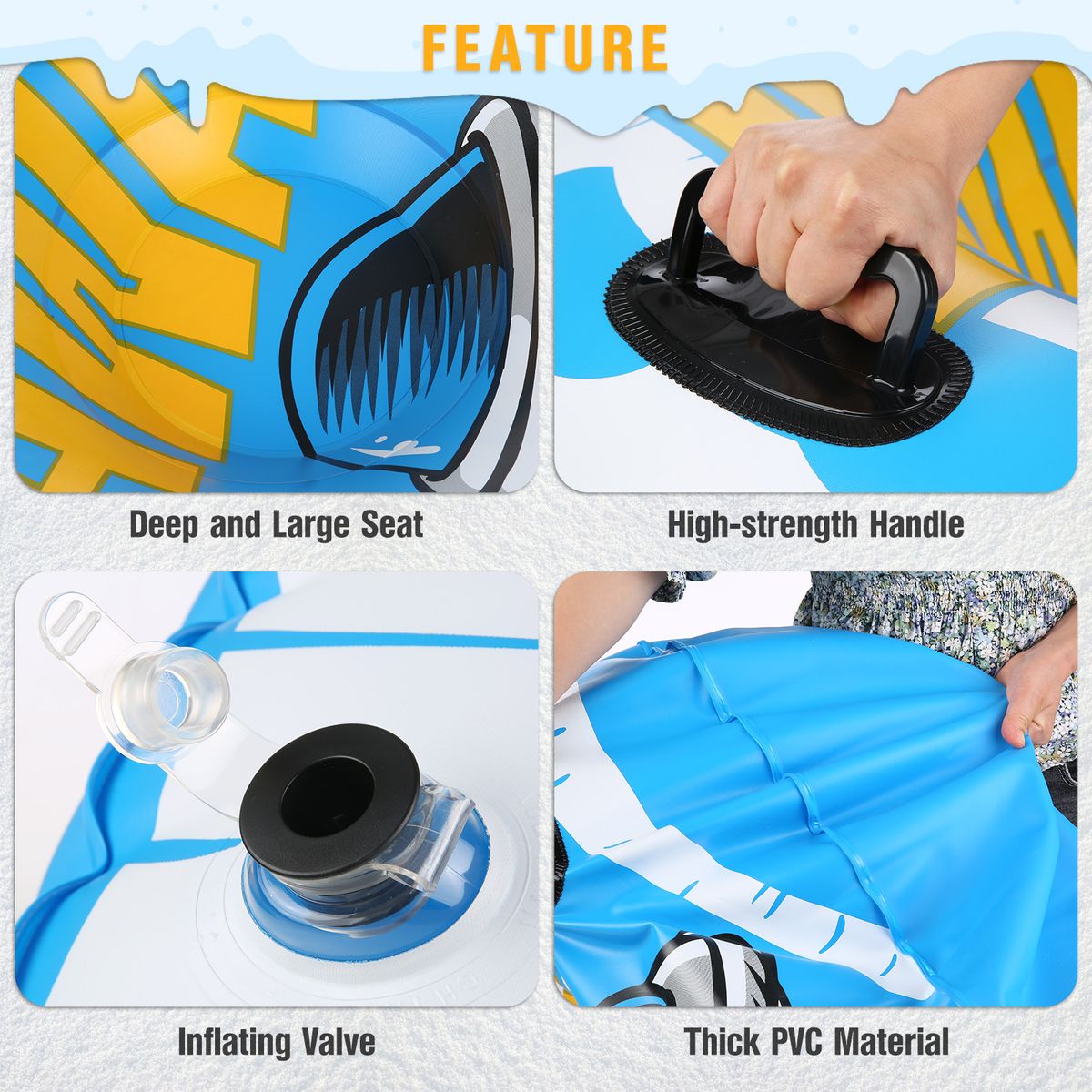 47 Inch Inflatable PVC Snow Tube Snow Sled For Kids And