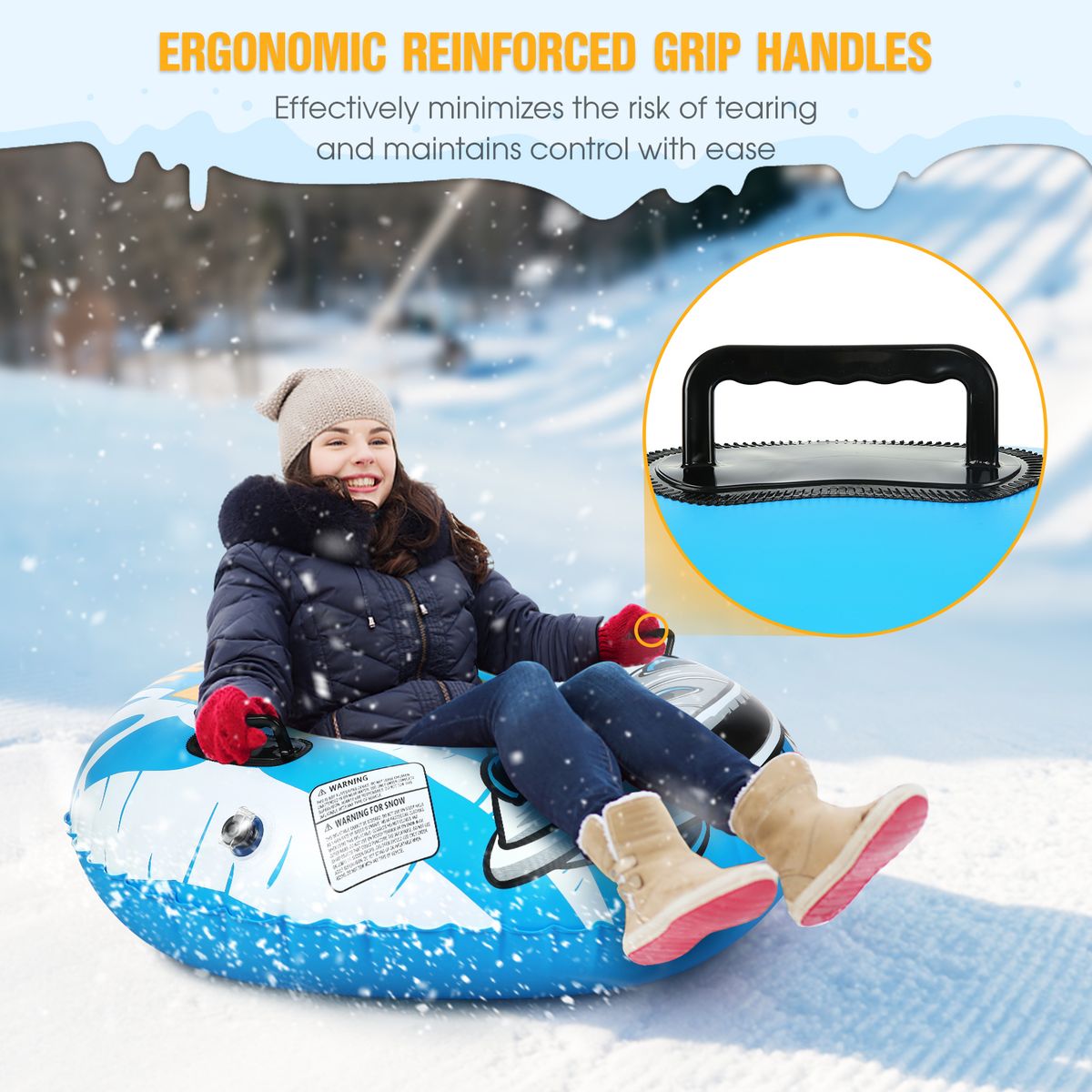 47 Inch Inflatable PVC Snow Tube Snow Sled For Kids And