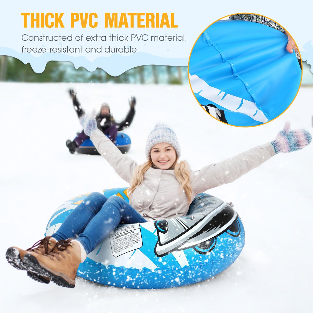 47 Inch Inflatable PVC Snow Tube Snow Sled For Kids And