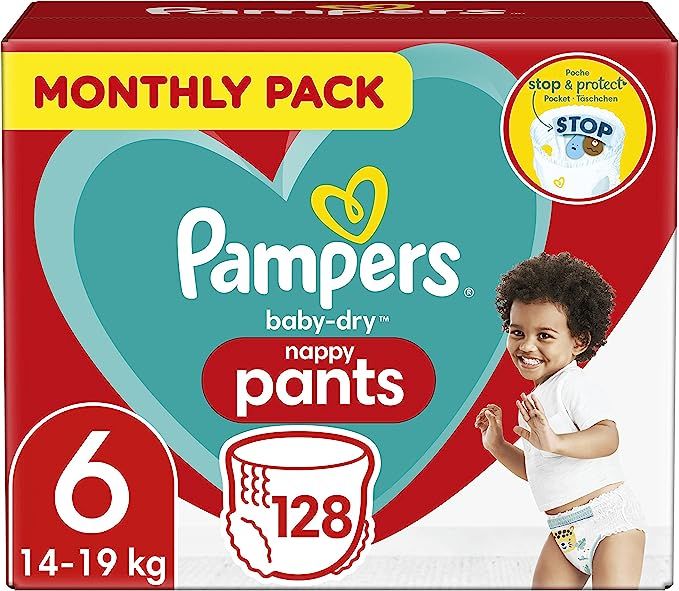 Baby Dry Nappy Pants, Size 6, 128 Counts, (14-19 Kg), UK