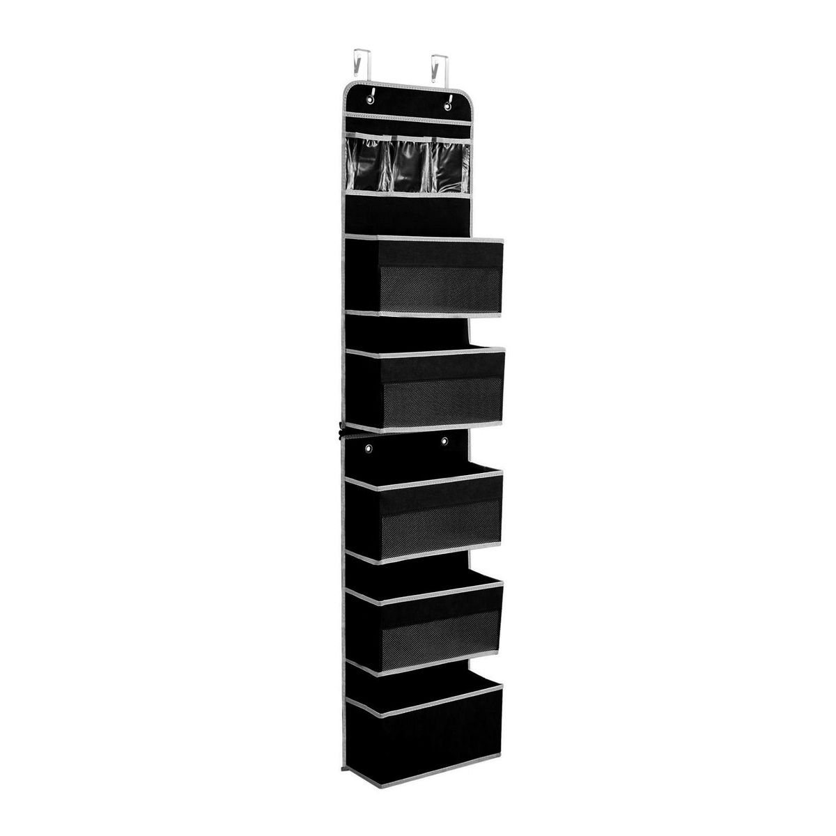 6-tier Over Door Hanging Storage Bag Capacity Foldable for Supplies Black