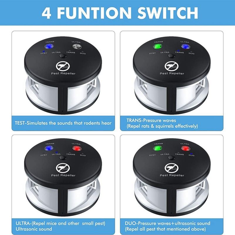 Riple Rodent Repeller, Ultrasonic Pest Repeller, Pressure Wave, Indoor For Mice, Rats,ders,360 Degree Eu Plug Retail