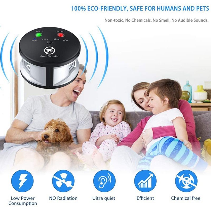Riple Rodent Repeller, Ultrasonic Pest Repeller, Pressure Wave, Indoor For Mice, Rats,ders,360 Degree Eu Plug Retail
