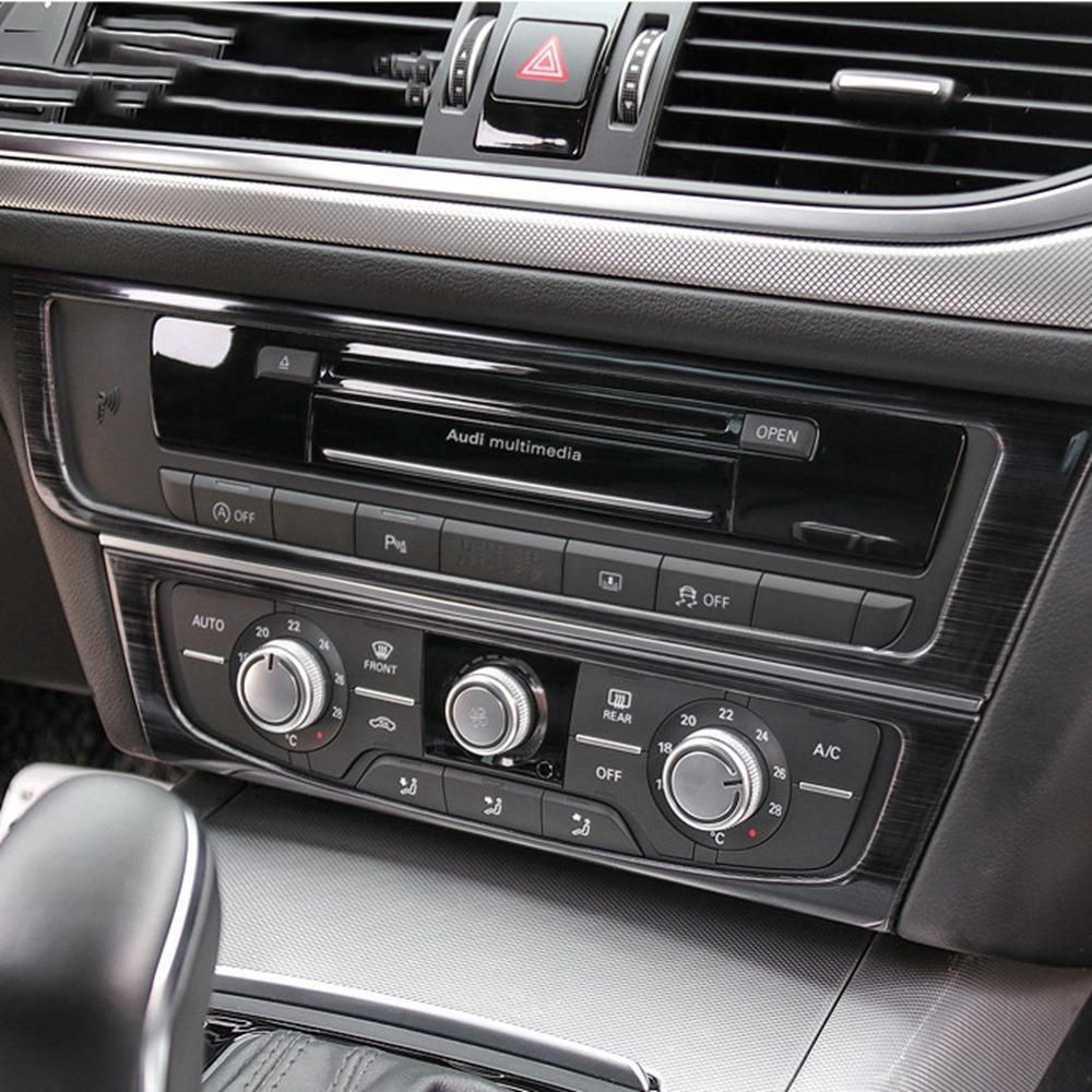 2Pcs Car Black Brushed Stainless Steel Console Air Condition