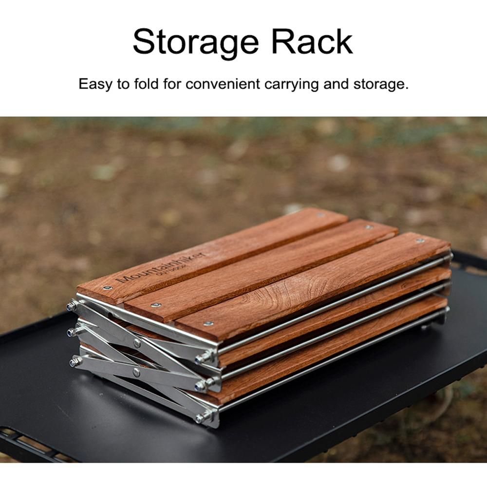 Outdoor Camping Cups Bowls Folding Storage Rack Wooden Three-tier Storage Bracket Picnic BBQ Tableware Cookware Storage Rack Campsite Tools Shelf