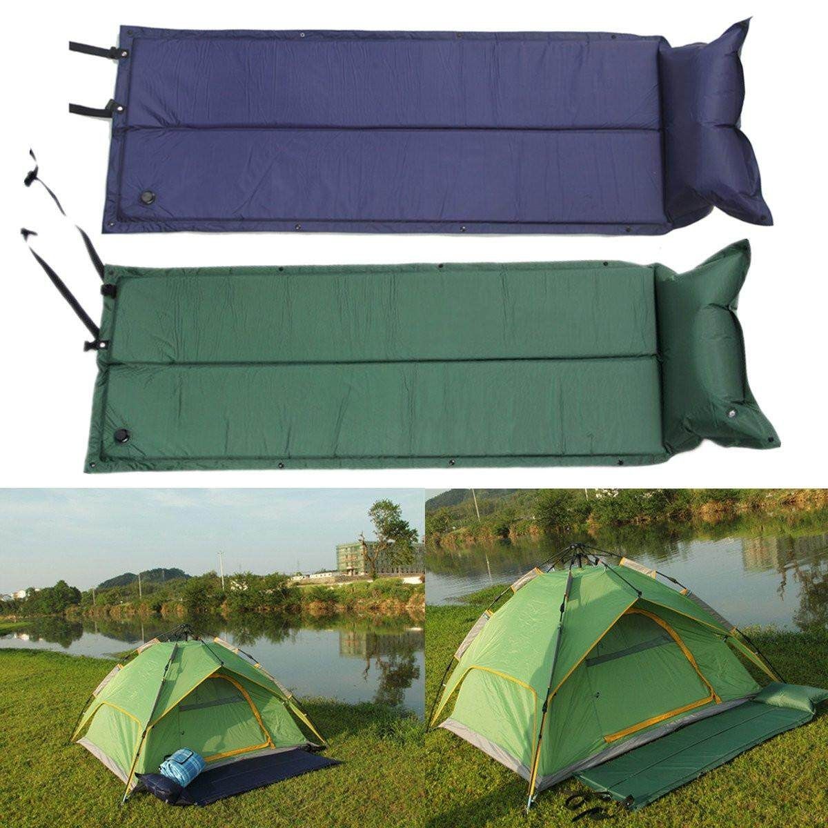 Single Self Inflating Camping Roll Mat Pad Inflatable Bed Sleeping Mattress+Bag Green Green