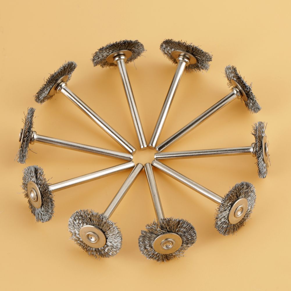 10Pcs 25mm Mini Stainless Steel Wire Brush Polishing Wheel