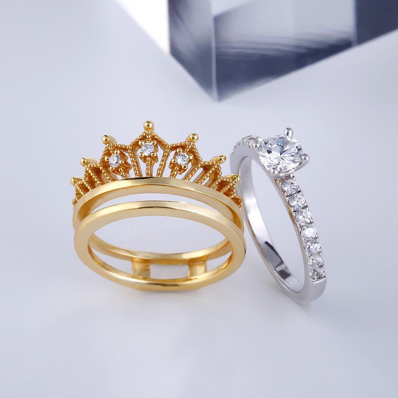Detachable Women's Crown  Zircon 2 In 1 Ring