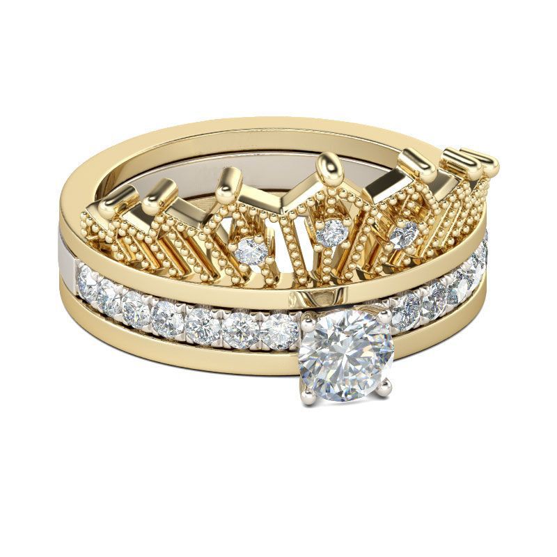 Detachable Women's Crown  Zircon 2 In 1 Ring
