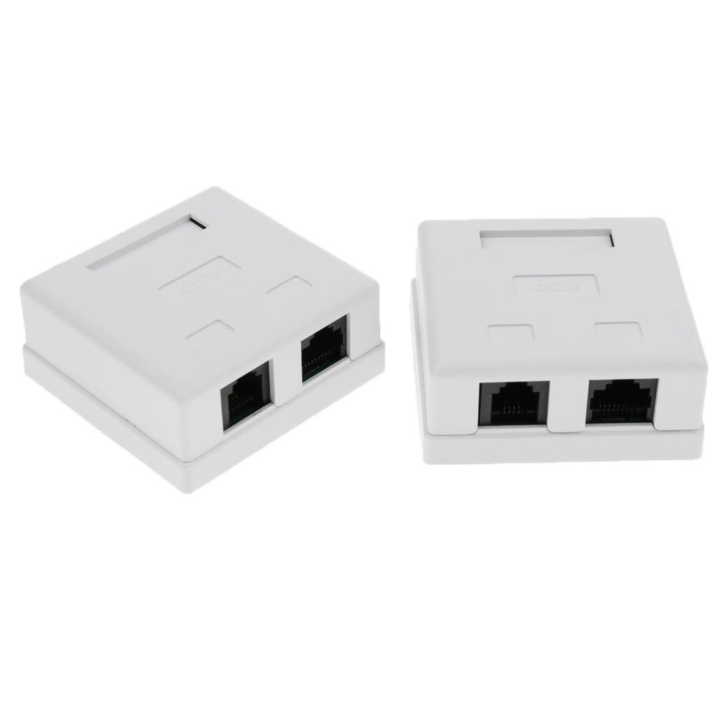 4 Packs 2ports Network Cable Wall Surface Mount Box