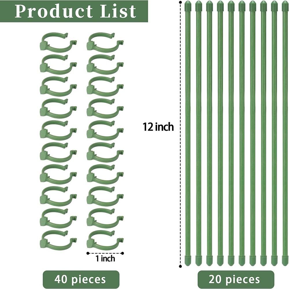 20 Pack Plant Support Stakes Adjustable Garden Single Stem