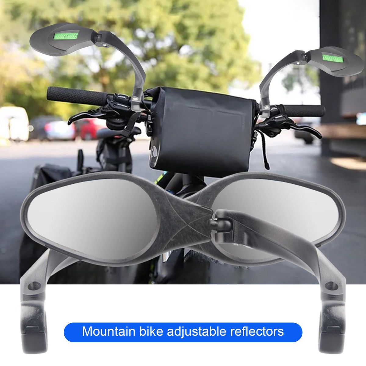 1 Pair Bike Handlebar Mirrors One Piece Molding Bikie Mirrors Black