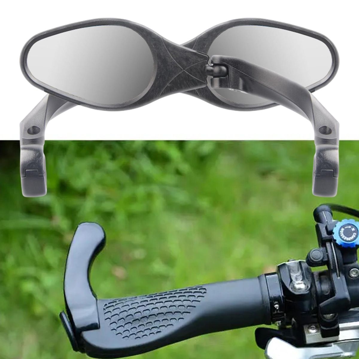 1 Pair Bike Handlebar Mirrors One Piece Molding Bikie Mirrors Black