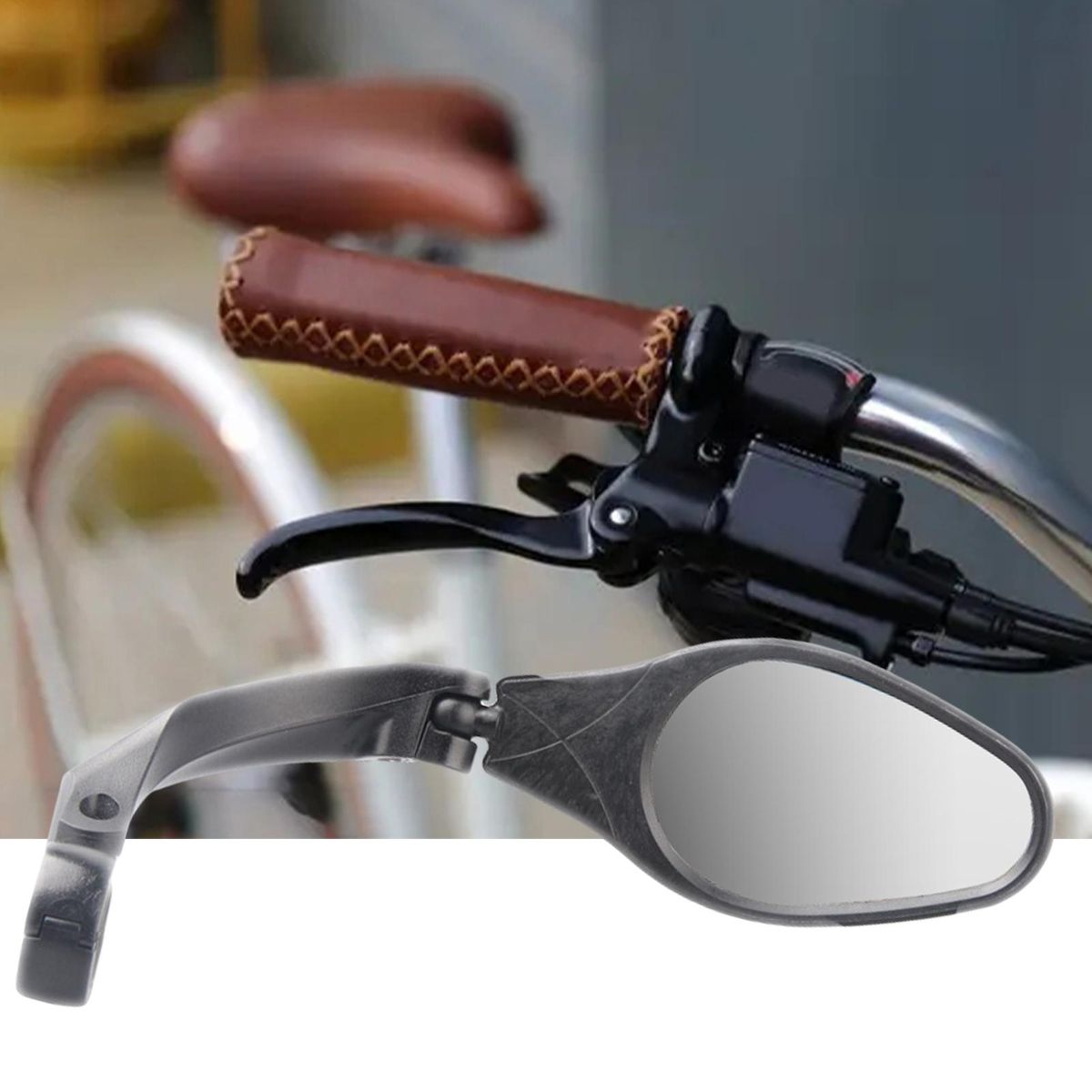 1 Pair Bike Handlebar Mirrors One Piece Molding Bikie Mirrors Black