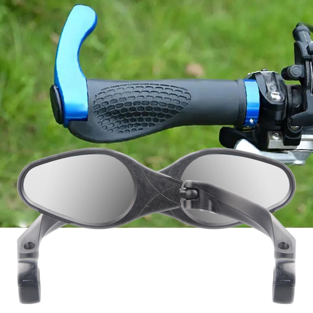 1 Pair Bike Handlebar Mirrors One Piece Molding Bikie Mirrors Black