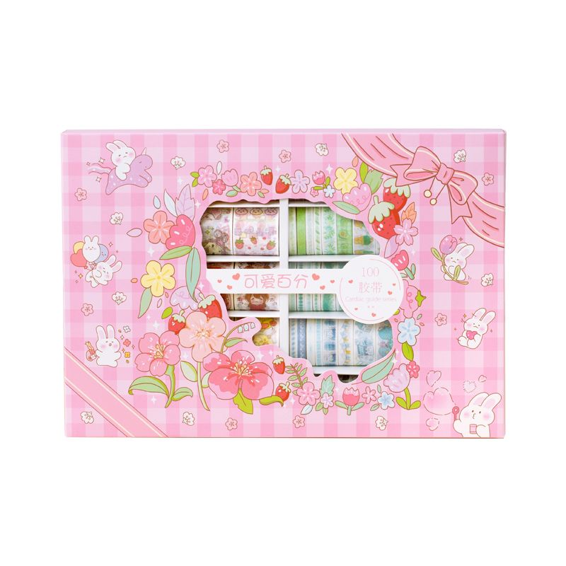 100 Pcs Set Heartbeat Guide Series Washi Tape Adhesive Tape