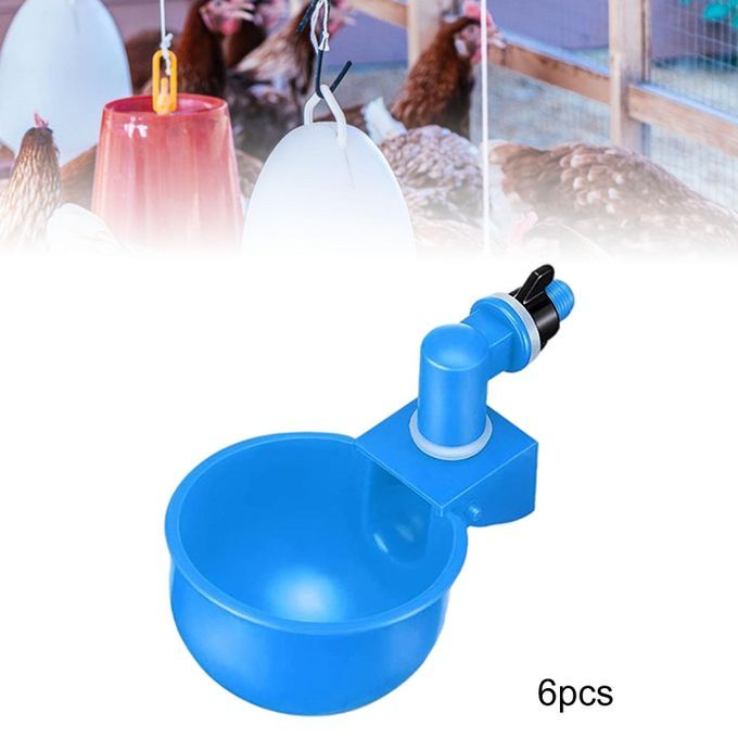 6 Pieces Birds Chicken Drinkers Cups Waterers Coop Ducks Pigeon Blue