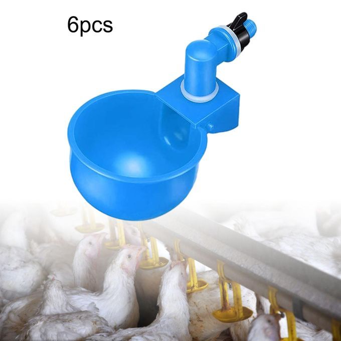 6 Pieces Birds Chicken Drinkers Cups Waterers Coop Ducks Pigeon Blue