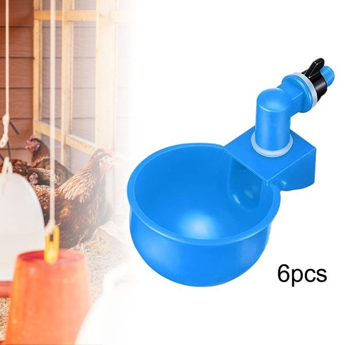 6 Pieces Birds Chicken Drinkers Cups Waterers Coop Ducks Pigeon Blue