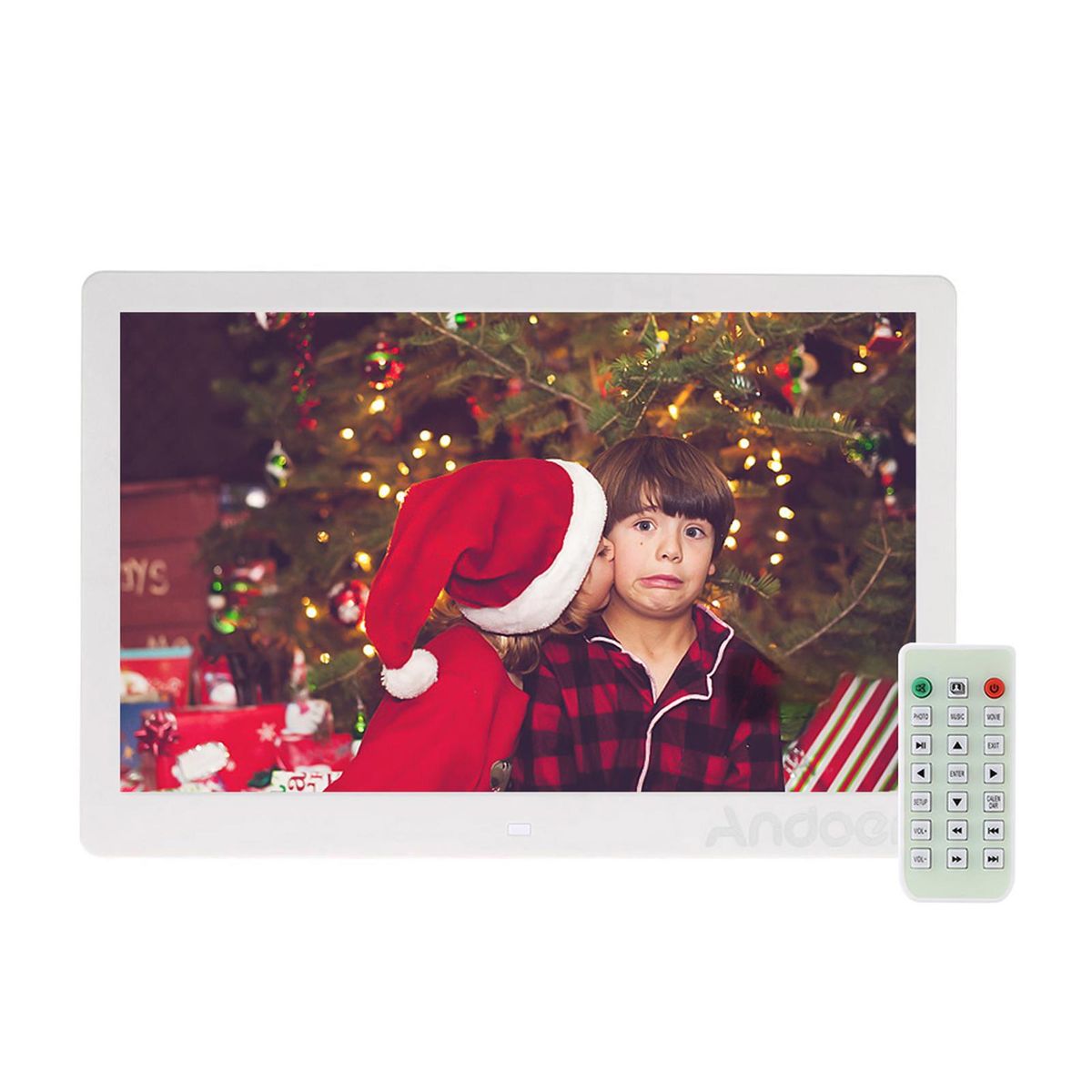 Andoer 13 Inch 1080P LED Digital Photo Picture Frame High Resolution 1920*1080 Advertising Machine MP3 MP4 Picture Player Electronic Clock /Alarm Clock/ Calendar with Remote Control Gift Present