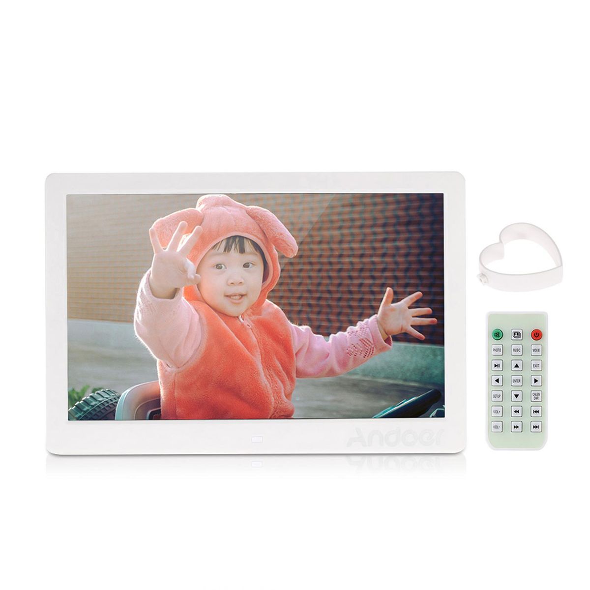 Andoer 13 Inch 1080P LED Digital Photo Picture Frame High Resolution 1920*1080 Advertising Machine MP3 MP4 Picture Player Electronic Clock /Alarm Clock/ Calendar with Remote Control Gift Present