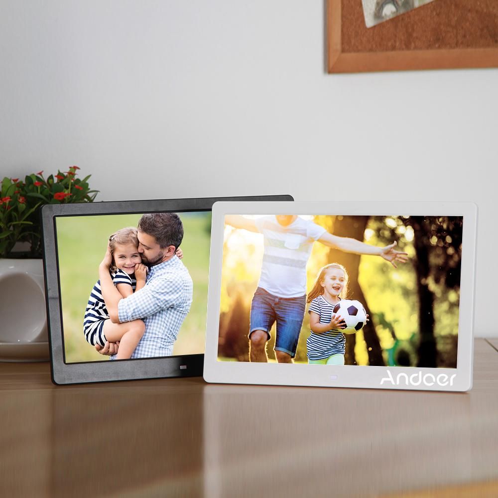 Andoer 13 Inch 1080P LED Digital Photo Picture Frame High Resolution 1920*1080 Advertising Machine MP3 MP4 Picture Player Electronic Clock /Alarm Clock/ Calendar with Remote Control Gift Present