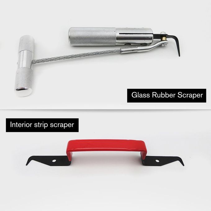 7PCS Windscreen Glass Removal Set Car Van Windshield Kit Garage Hand Tools Black-red