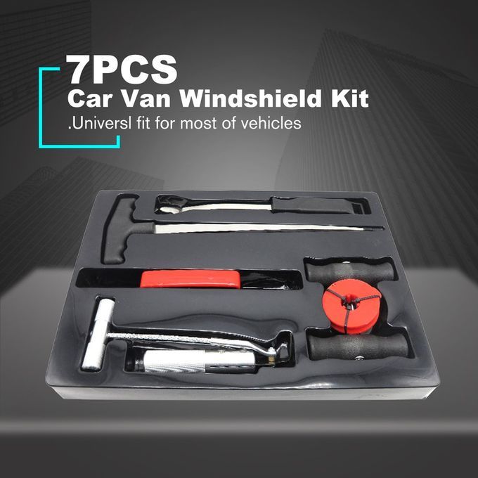 7PCS Windscreen Glass Removal Set Car Van Windshield Kit Garage Hand Tools Black-red