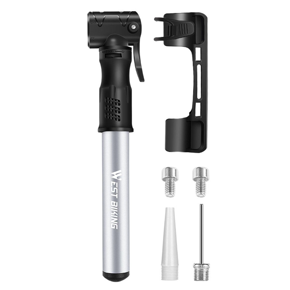 1 Set Bicycle Tire MTB Bike Mini Cycling Tire Inflator Silver