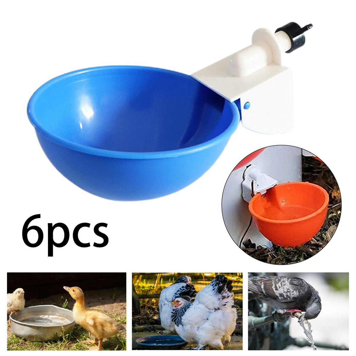 6 Pieces Automatic Birds Quail Chicken Drinkers Cups, Poultry Blue