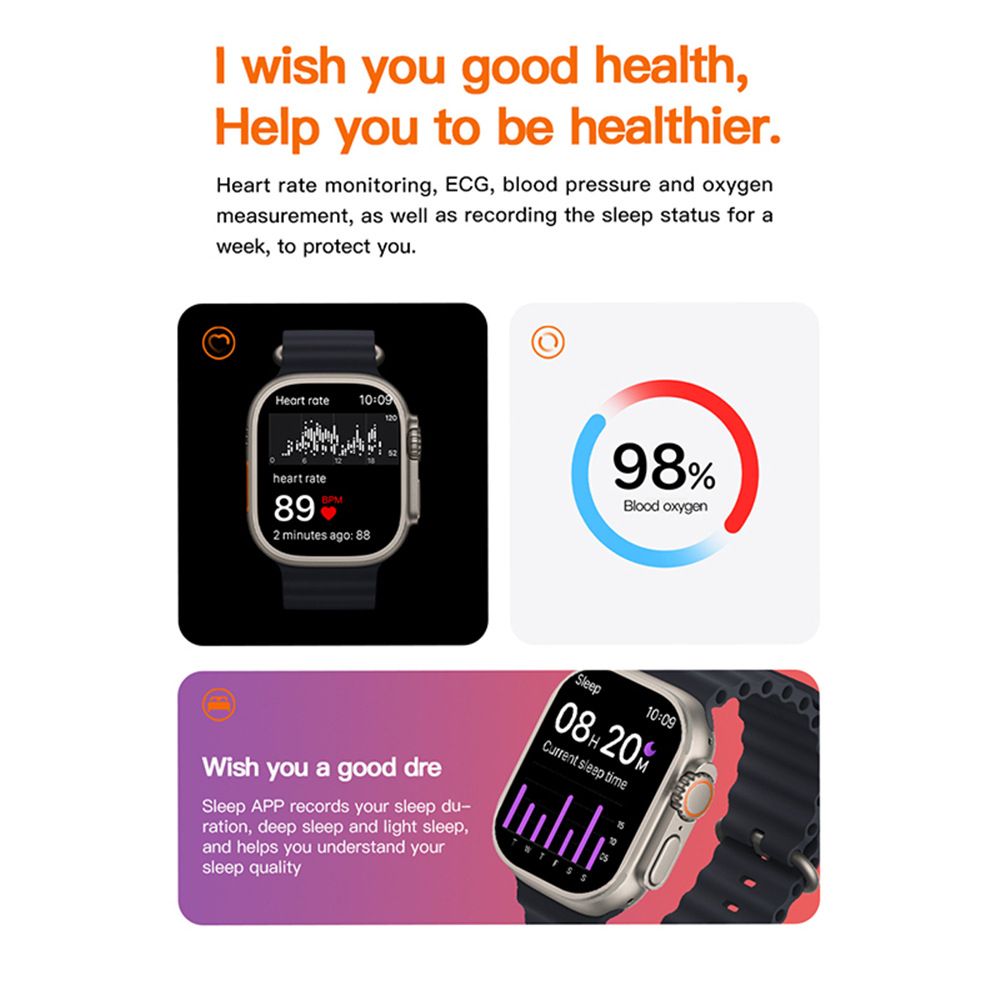 【Free Gift】！S8 T800 Smart Watch Bluetooth Calling Heart Rate Blood Pressure Blood Oxygen Monitoring Information Reminder