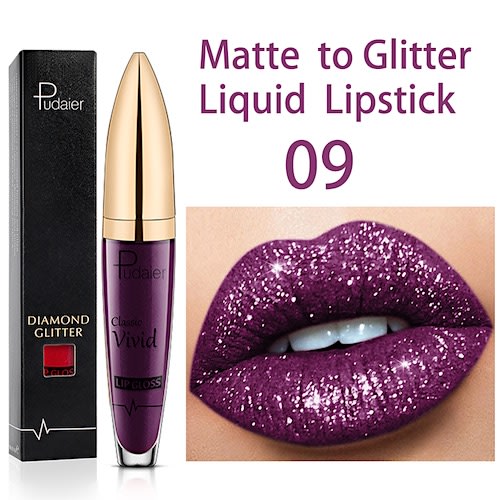 Pudaier Diamond Glitter Liquid Lipstick - 09 - 5ml