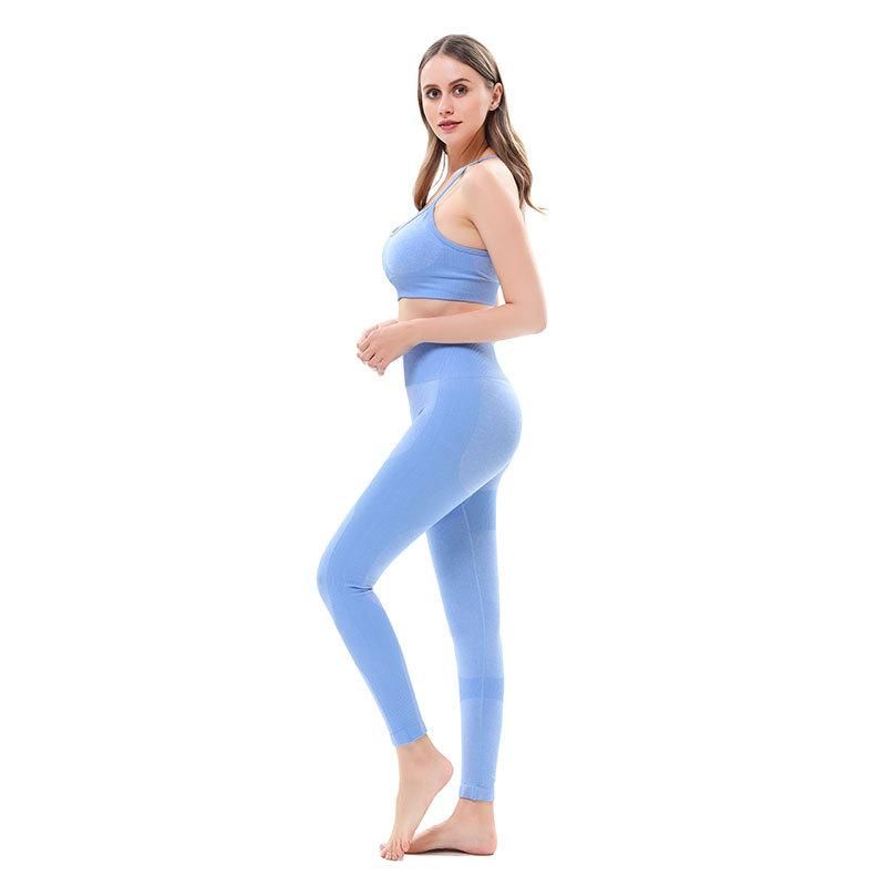 Winter New Seamless Yoga Pants Sports Fitness Pants Slim Fit Sweat Absorbing Hip Lifting 2-Piece Set