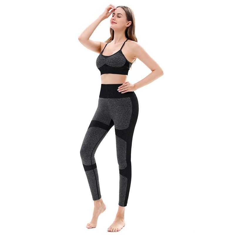Winter New Seamless Yoga Pants Sports Fitness Pants Slim Fit Sweat Absorbing Hip Lifting 2-Piece Set