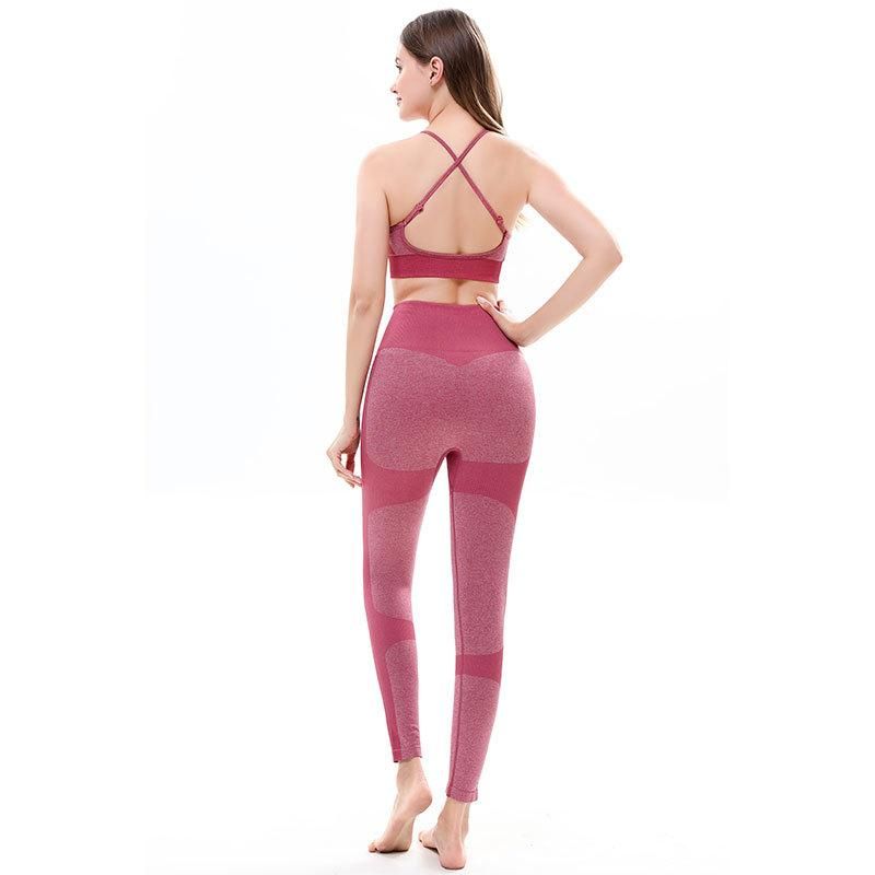 Winter New Seamless Yoga Pants Sports Fitness Pants Slim Fit Sweat Absorbing Hip Lifting 2-Piece Set