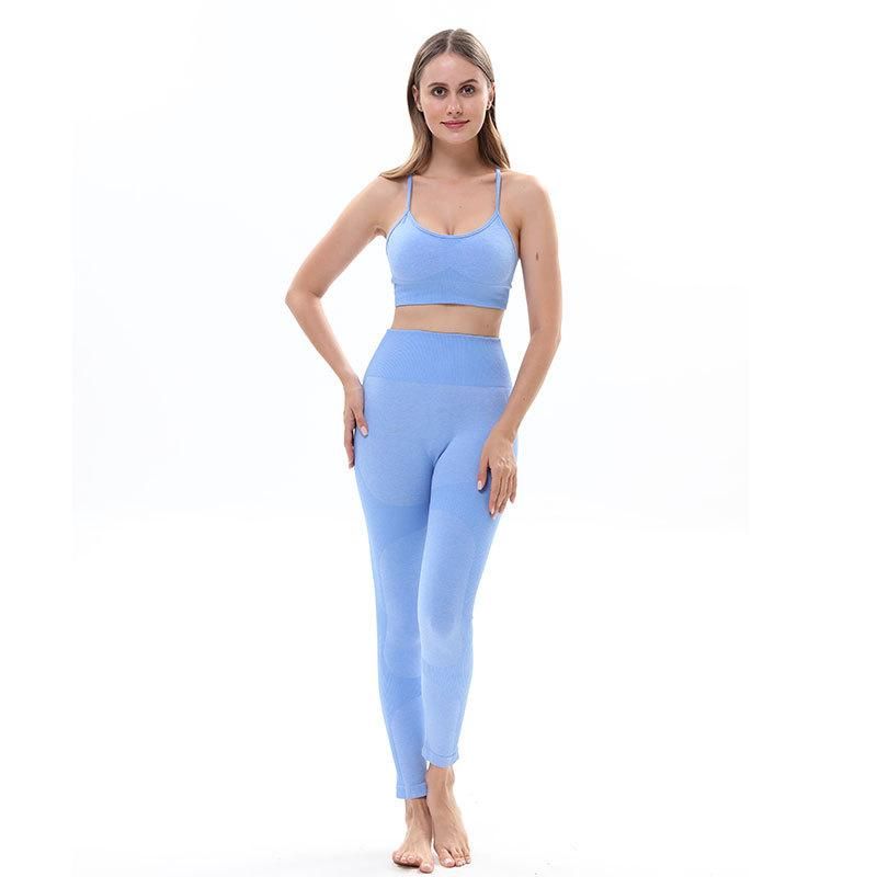 Winter New Seamless Yoga Pants Sports Fitness Pants Slim Fit Sweat Absorbing Hip Lifting 2-Piece Set