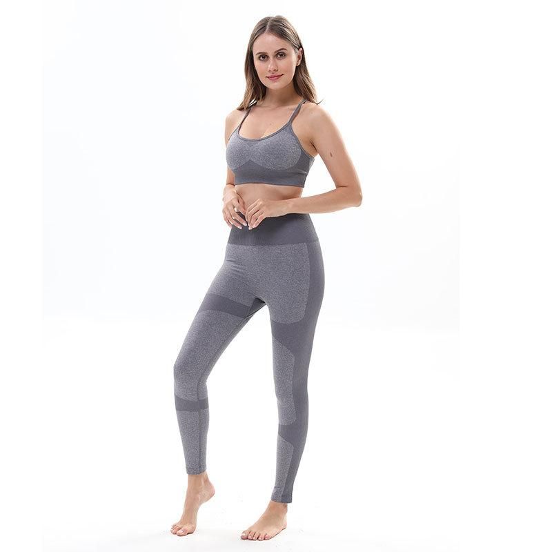 Winter New Seamless Yoga Pants Sports Fitness Pants Slim Fit Sweat Absorbing Hip Lifting 2-Piece Set