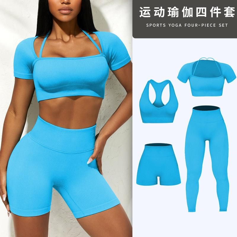 Yoga suit RUNNING VEST zipper long sleeve peach hip fitness shorts