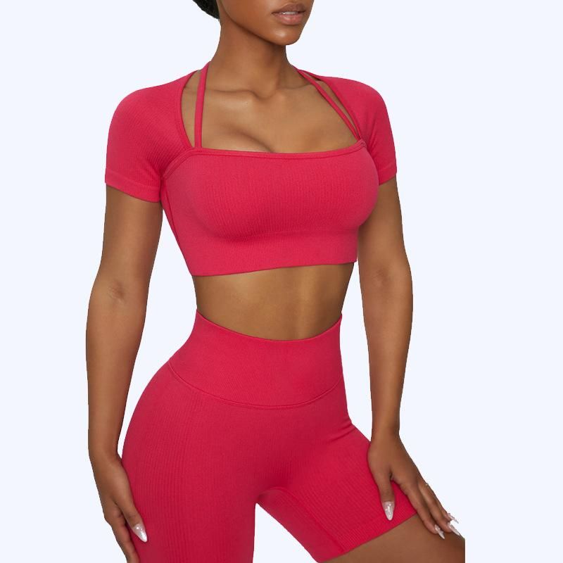 Yoga suit RUNNING VEST zipper long sleeve peach hip fitness shorts