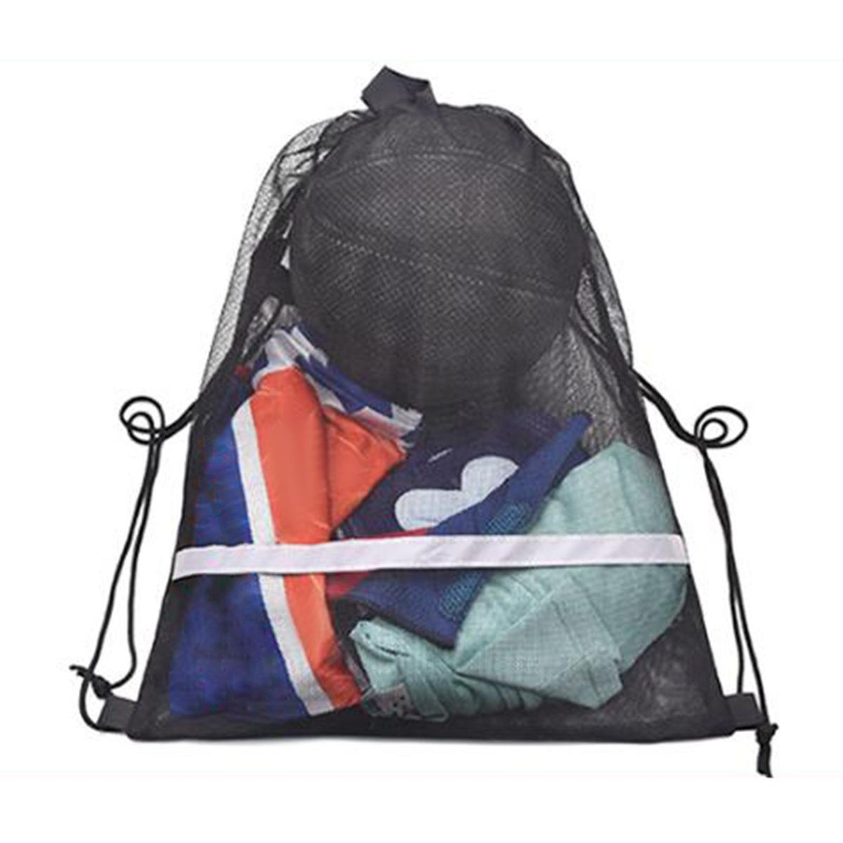 Basketball Mesh Drawstring Bag  Versatile Black