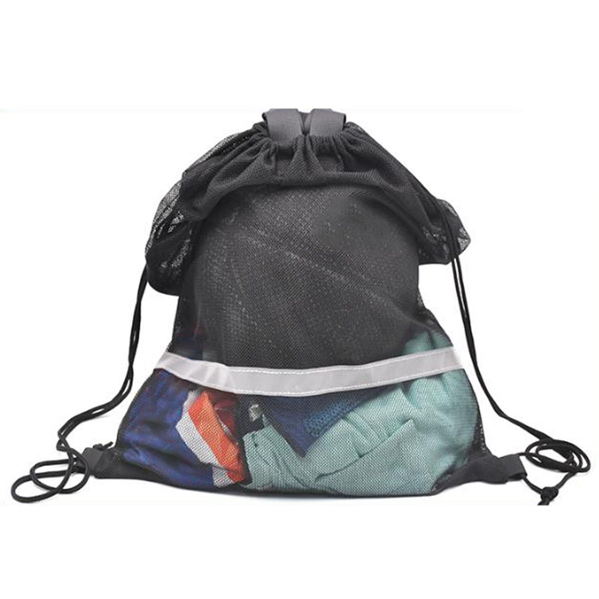 Basketball Mesh Drawstring Bag  Versatile Black