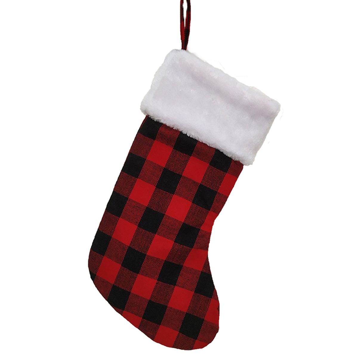 Christmas Candy Stocking Classic Plaid Pattern Reusable Tote