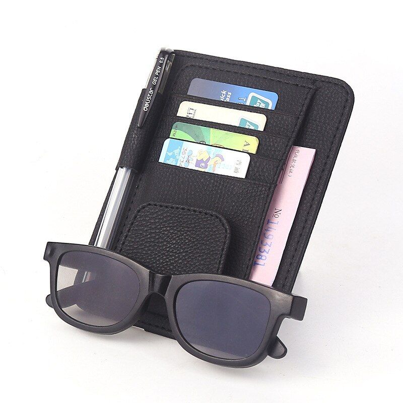 Multifunctional Leather Car Storage Bag Sun Visor Cover