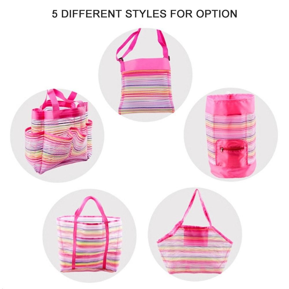 Mesh Beach Bag Extra Large Beach Bags and Tote Backpack Toys Towels Sand Oxford Cloth Bag, Quick Dry Waterproof Shower Tote Bag, for Holding Beach Toys Market Grocery Picnic Tote