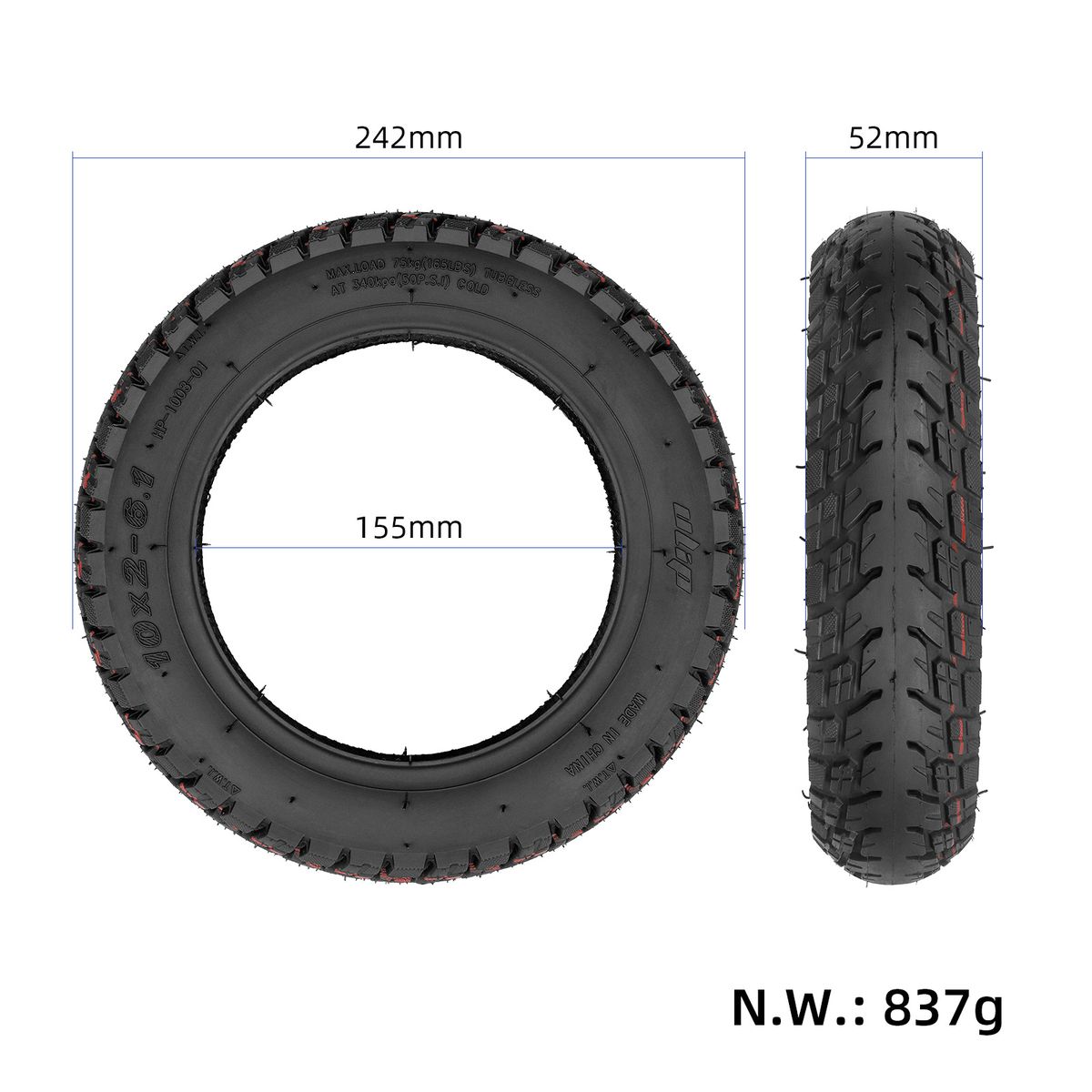 10in Trackslip Scooter Tire Self-Healing Scootor Tubeless