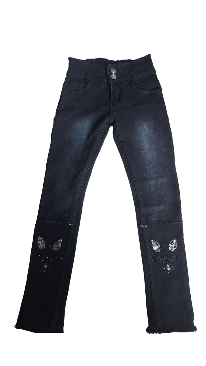 Girl Studded Jeans- Black