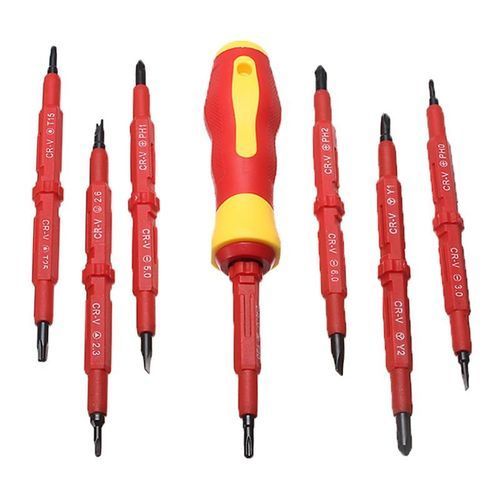 Raitool 8pcs Electronic Insulated Double Head Hand Screwdriver Tools Accessory Set With Spring Switch