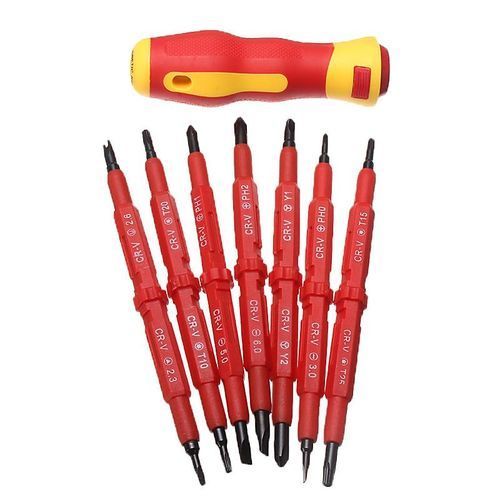 Raitool 8pcs Electronic Insulated Double Head Hand Screwdriver Tools Accessory Set With Spring Switch